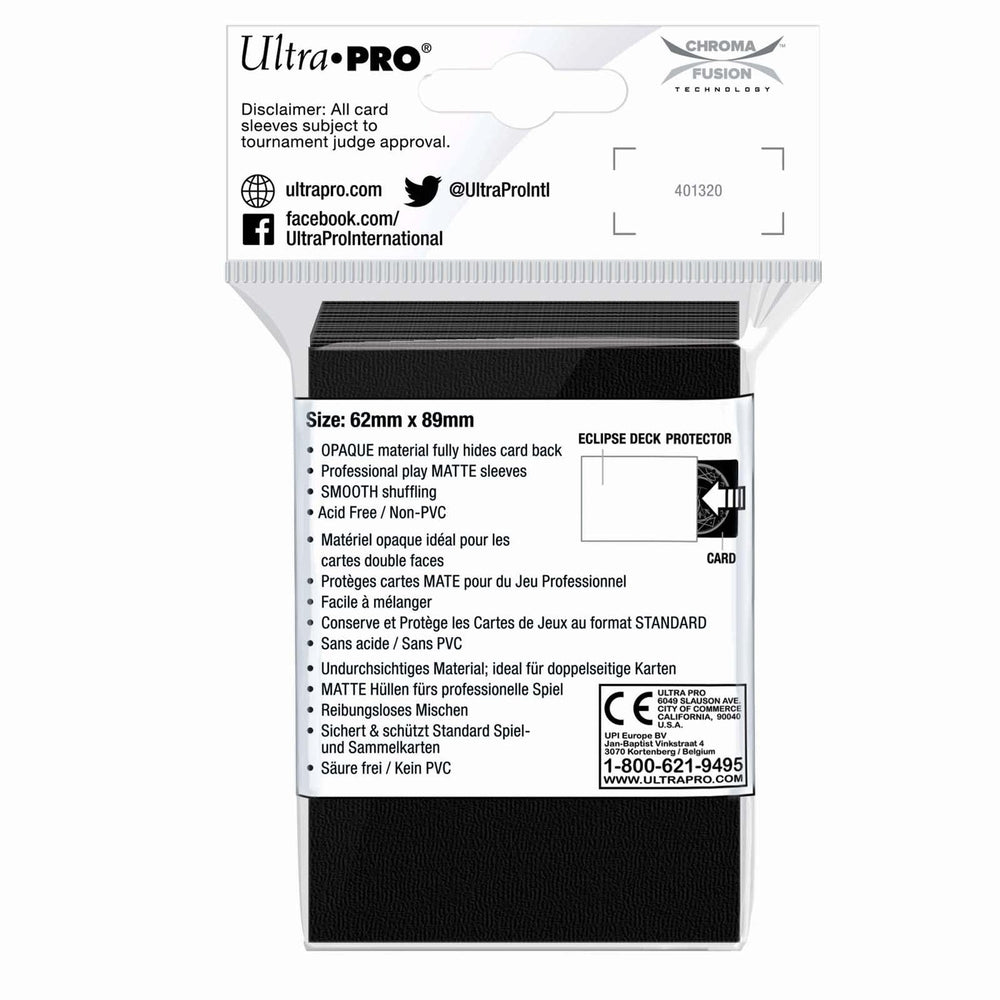 Ultra Pro Eclipse Matte small sleeves back view showing opaque backing.