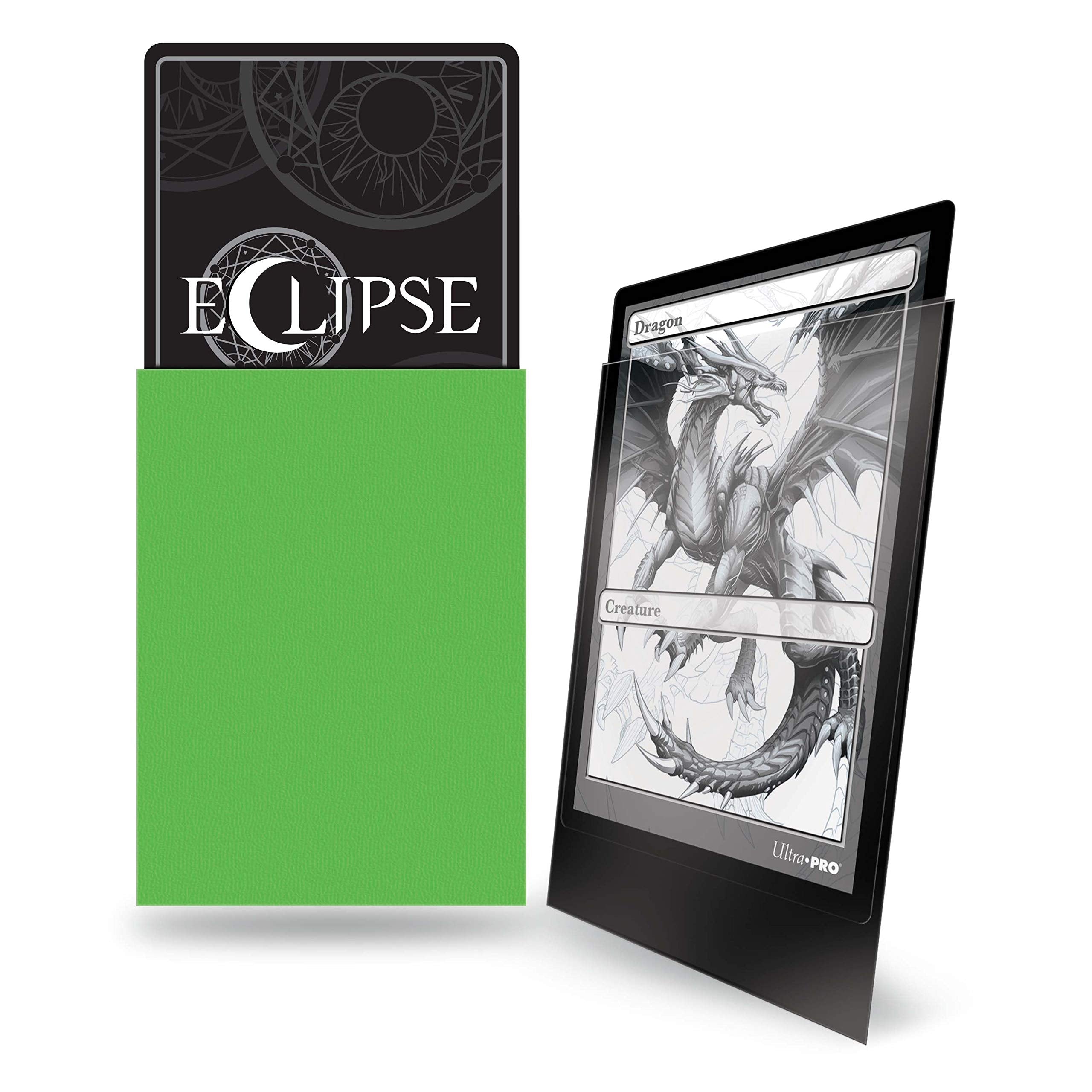 Ultra Pro Eclipse lime-green sleeves back view showing opaque backing for privacy.