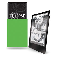 Ultra Pro Eclipse lime-green sleeves back view showing opaque backing for privacy.