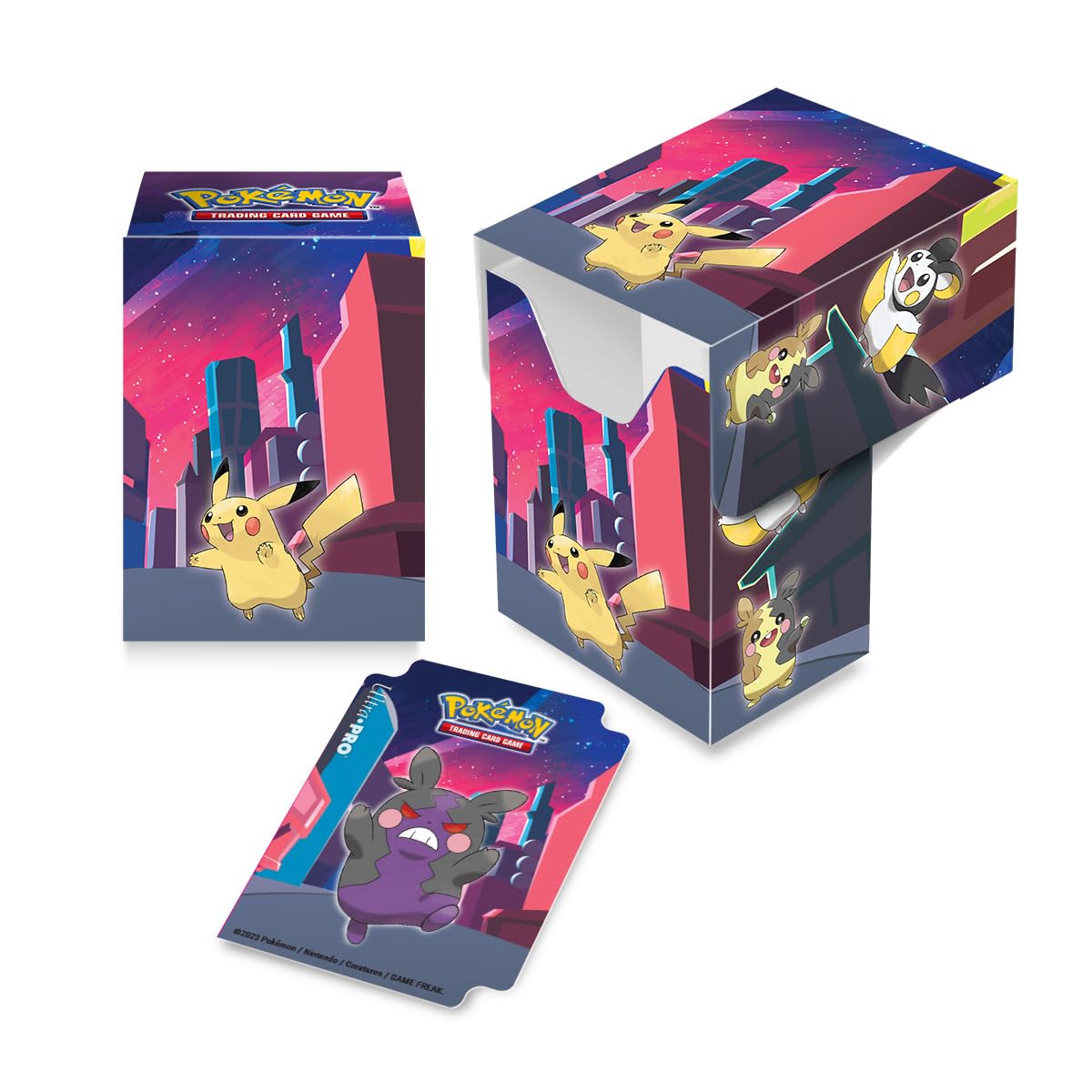 Ultra Pro Gallery Series Shimmering Skyline full-view deck box displays Pokemon cards securely