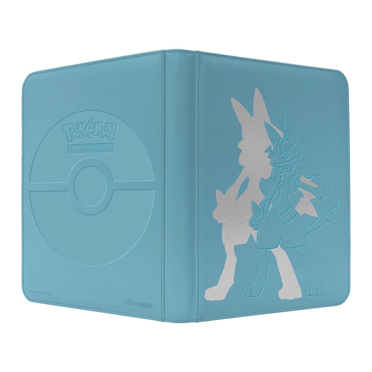 Ultra Pro Lucario binder interior shows 9-pocket pages for secure sleeved cards and easy organization.