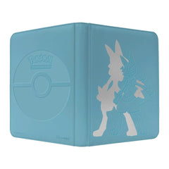 Ultra Pro Lucario binder interior shows 9-pocket pages for secure sleeved cards and easy organization.