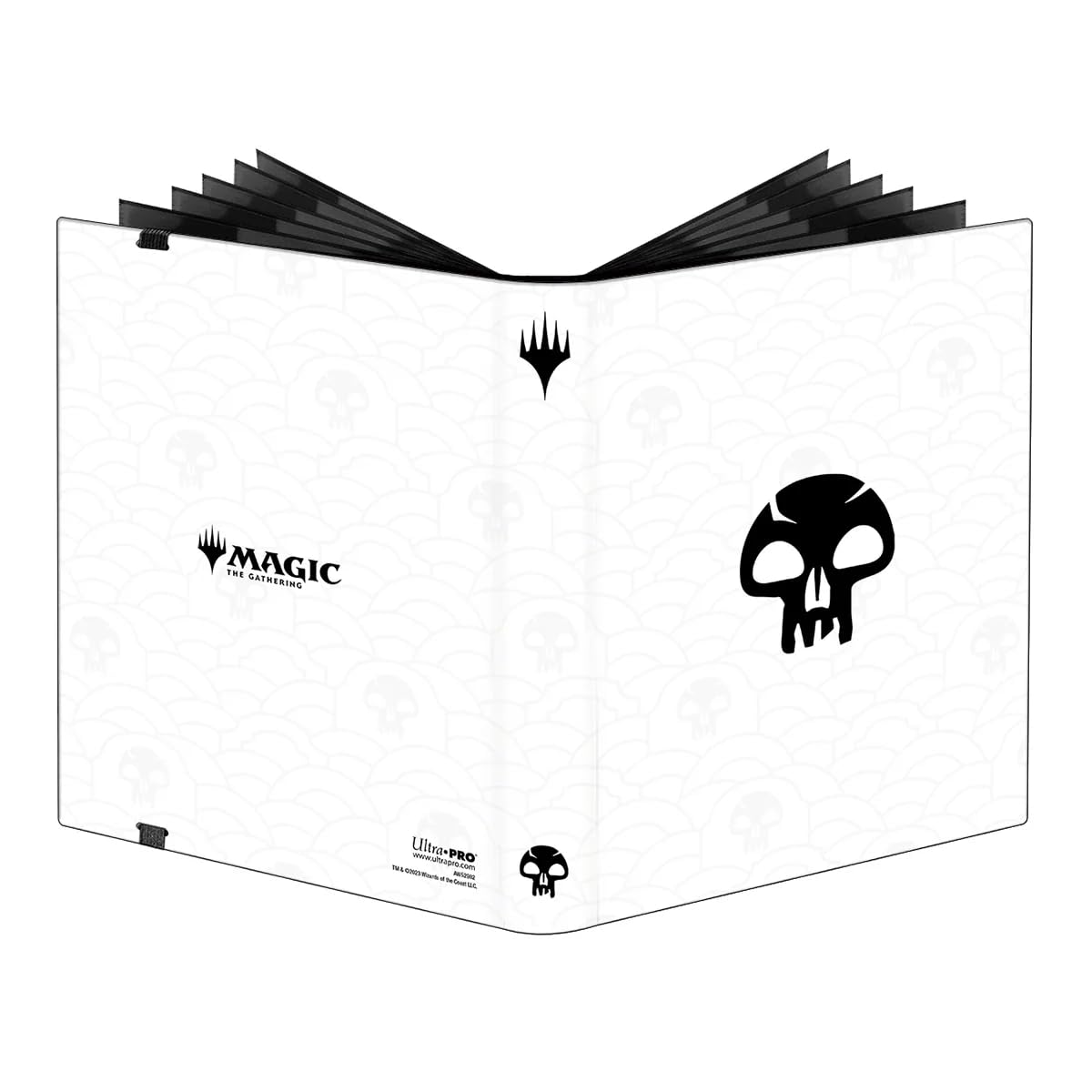 Ultra PRO Mana 8 binder front view with Swamp emblem for organized, protected card storage.