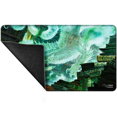 Ultra PRO Miirym playmat showing stitched edges and non-slip backing for stable play.
