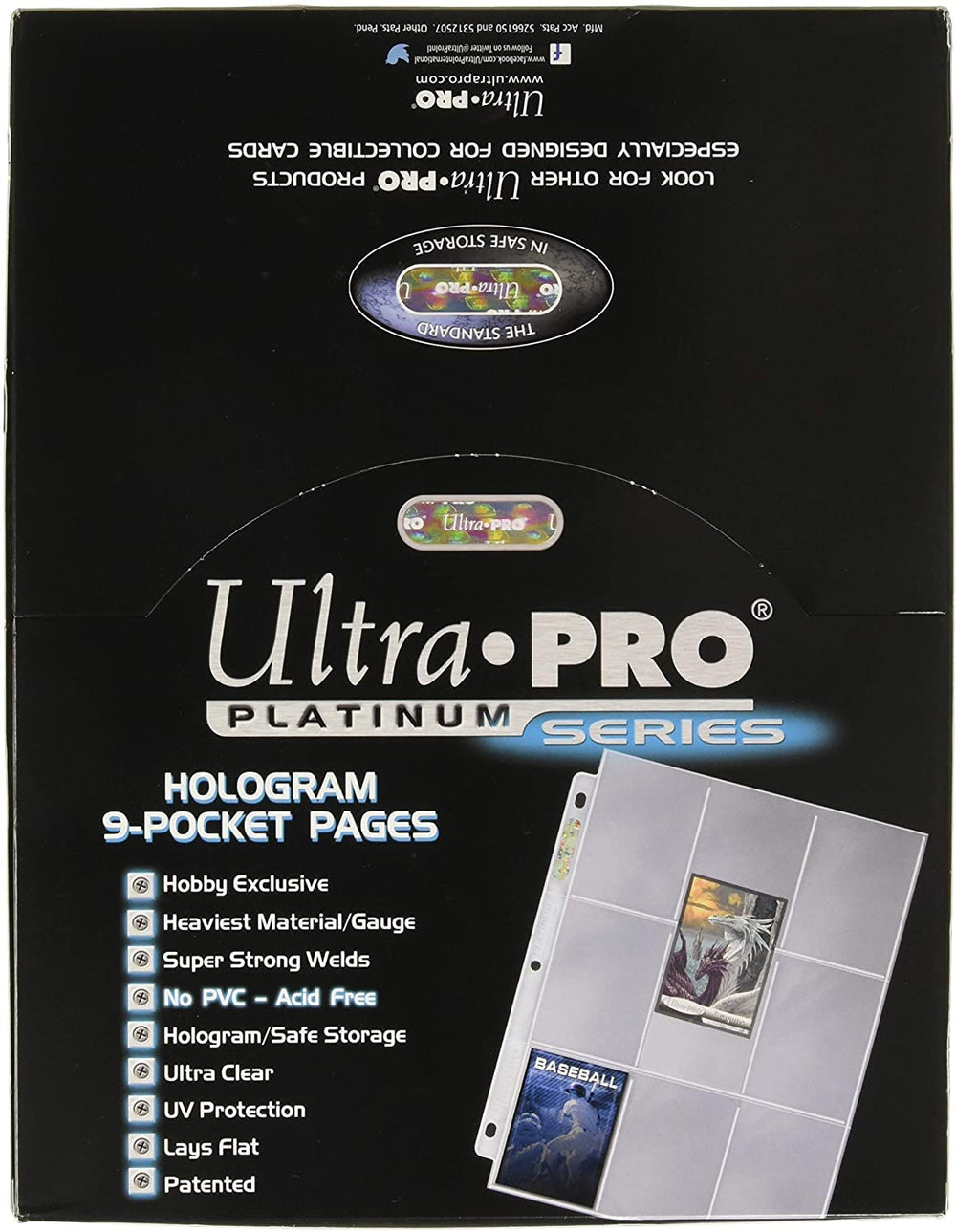 Ultra Pro nine-pocket pages platinum box of 100 for organized trading card displays