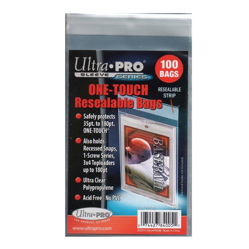 Ultra Pro One Touch resealable bag for card holders protects cards during storage