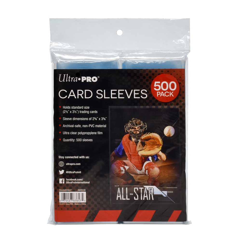 Ultra Pro Penny Sleeves 500-count pack preserves standard 2.5x3.5 cards against dust.