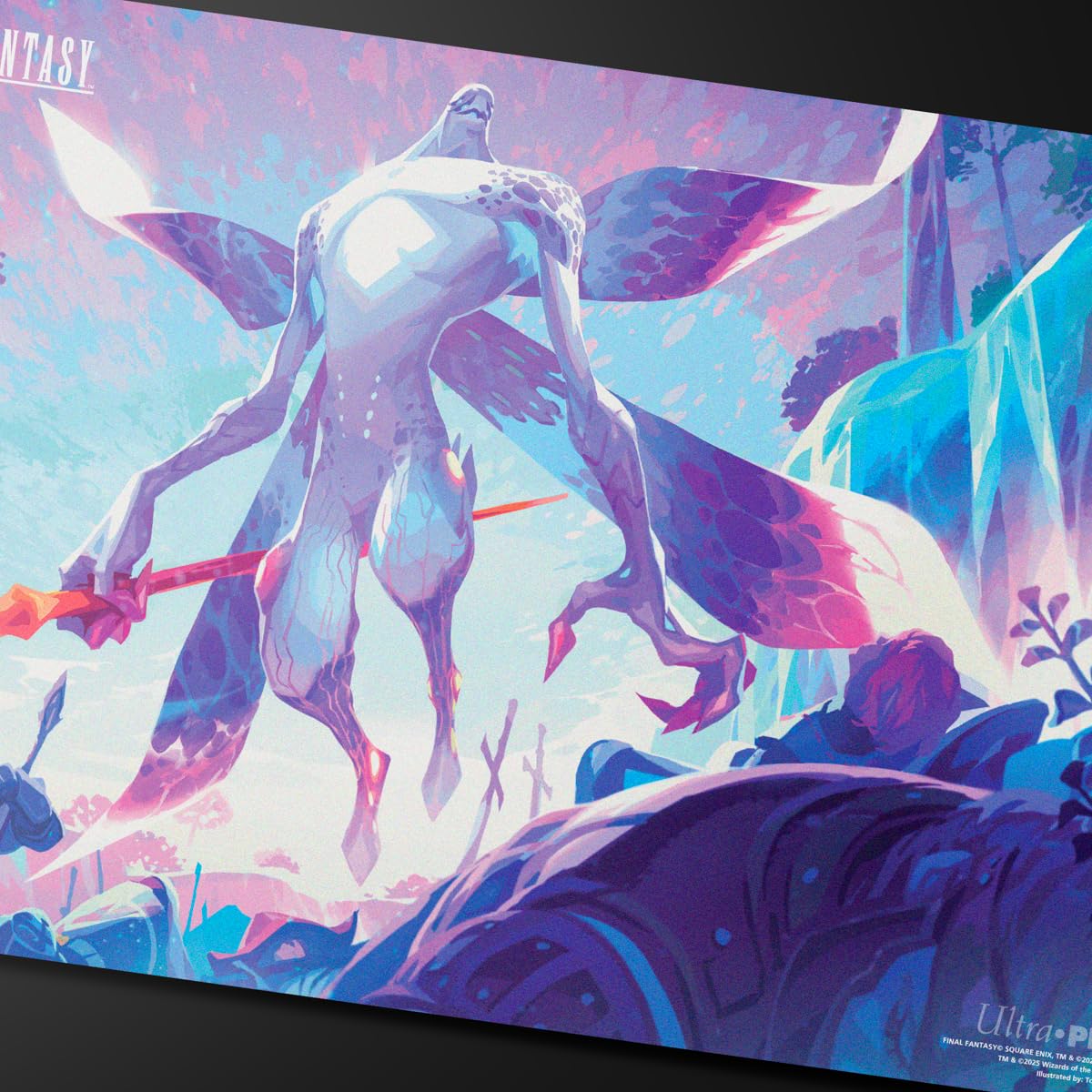 Ultra Pro Absolute Virtue playmat non-slip backing ensures stable gameplay on any desk surface.