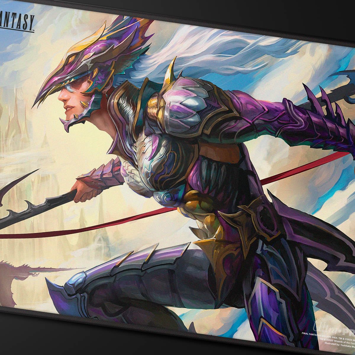 Ultra Pro playmat with non-slip rubber backing to prevent shifting during play.