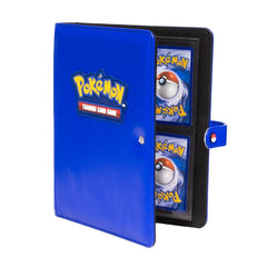 Ultra Pro Pokémon 4-Pocket Snap Binder cover in blue leatherette with secure snap closure for organized display.