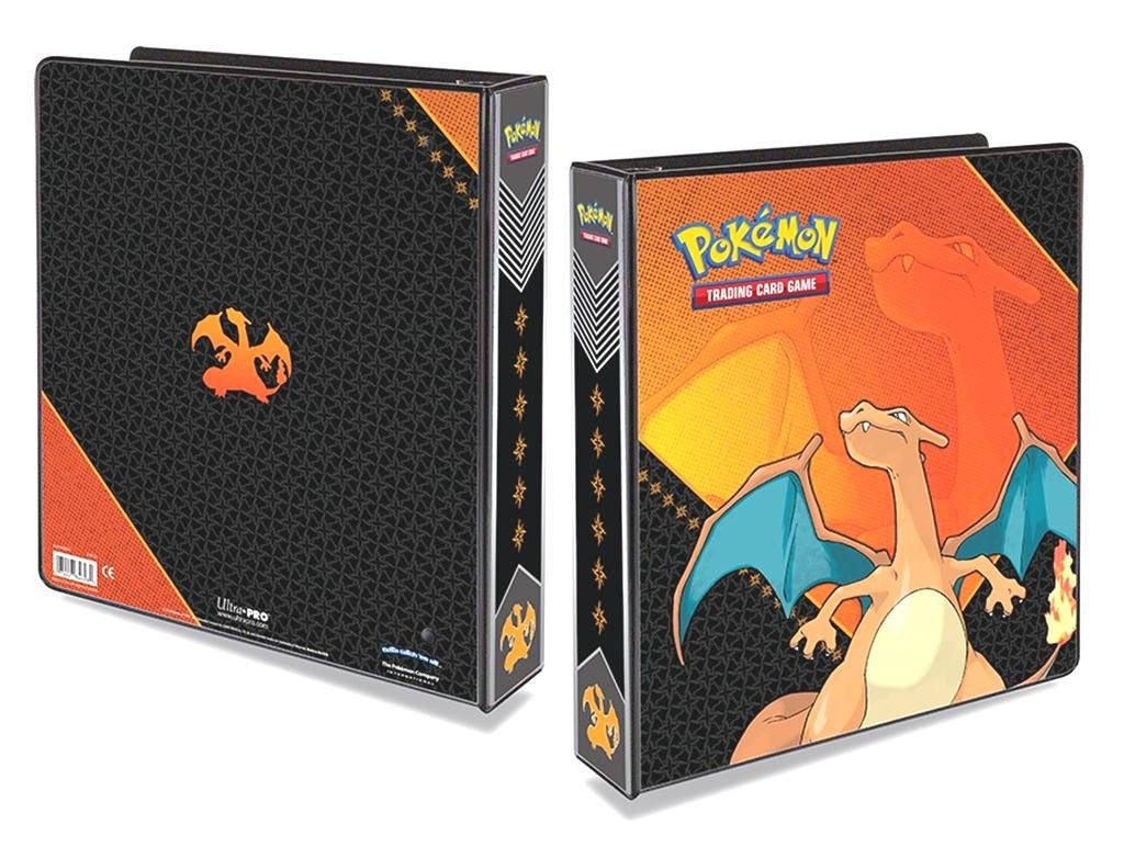 Ultra Pro Pokemon Charizard Album 3-ring binder keeps pages flat and organized.