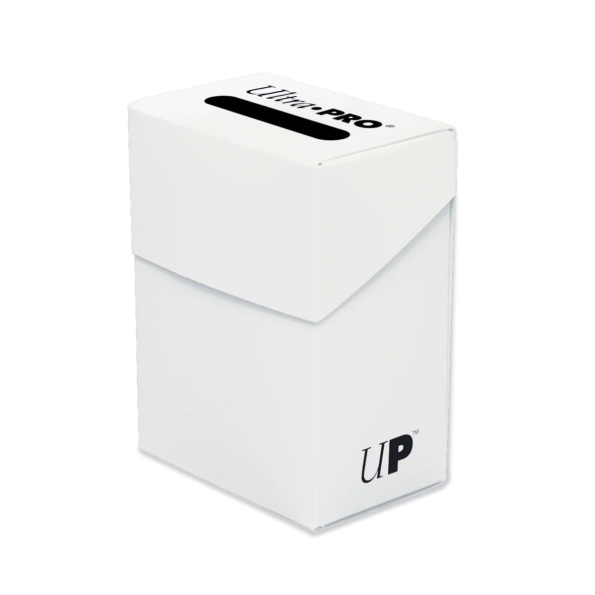 Ultra PRO PRO 80+ deck box white open shows interior space for 80 double-sleeved cards.