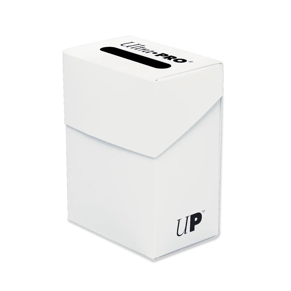 Ultra PRO PRO 80+ deck box white open shows interior space for 80 double-sleeved cards.