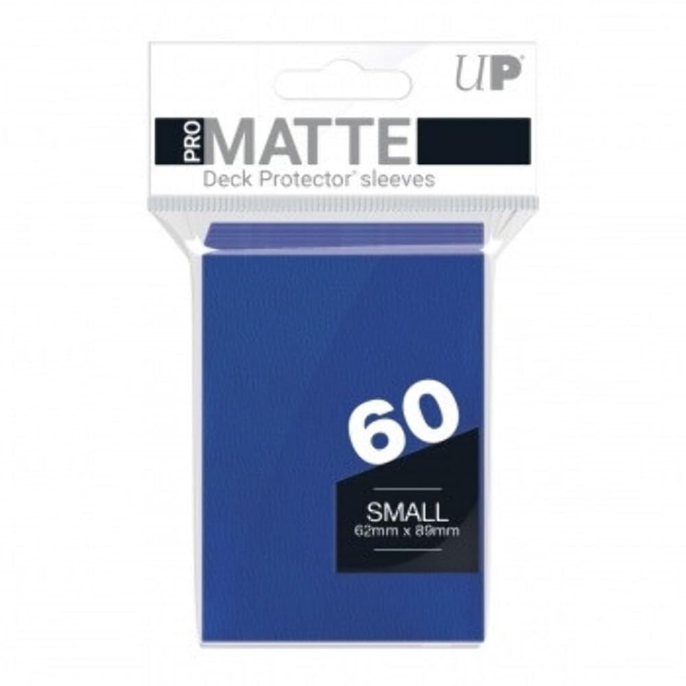 Ultra Pro Pro Matte Blue Small Sleeve protects 62x89mm cards and eases shuffling.