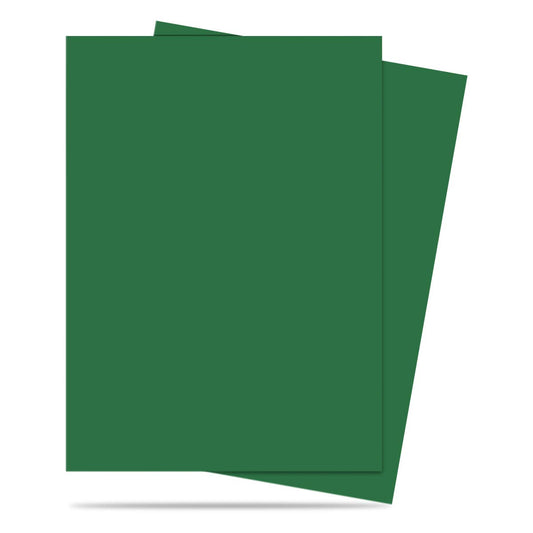 Ultra Pro Pro-Matte Green deck protector close-up shows non-glare finish and crisp edges