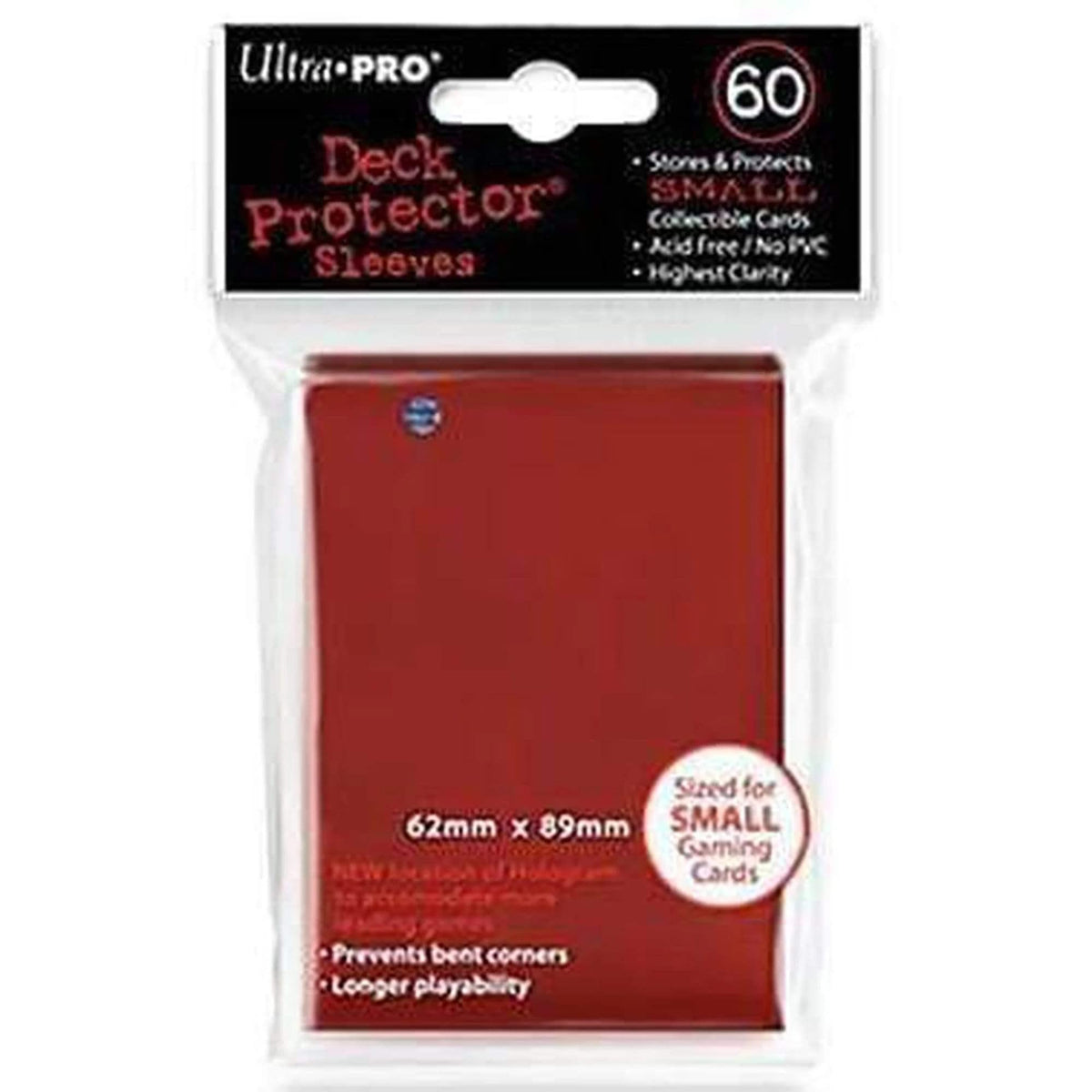 Ultra Pro Pro-Matte Red Small sleeves front view—glare-free, snug fit for Yu-Gi-Oh.