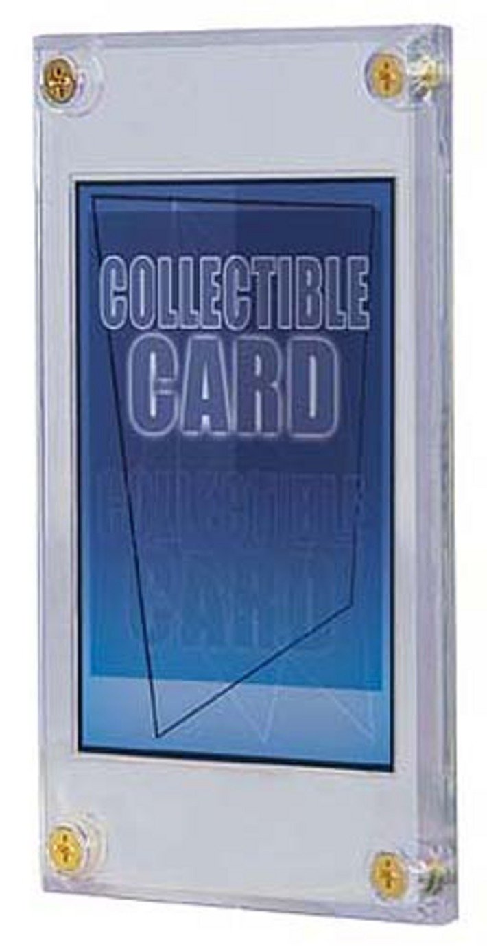Ultra Pro quarter-inch screwdown recessed card holder securely protects a standard 2.5 x 3.5 inch card