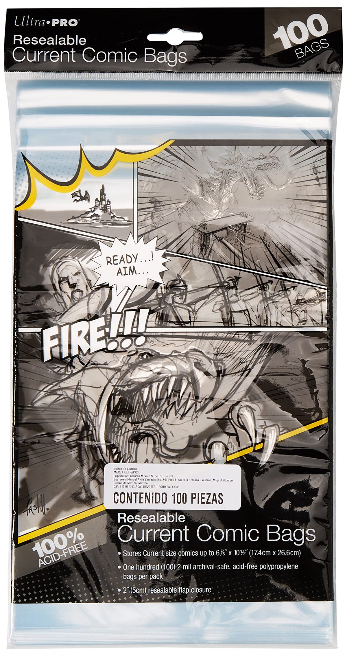 Ultra Pro current-size comic bags in clear 2mil polypropylene for comics