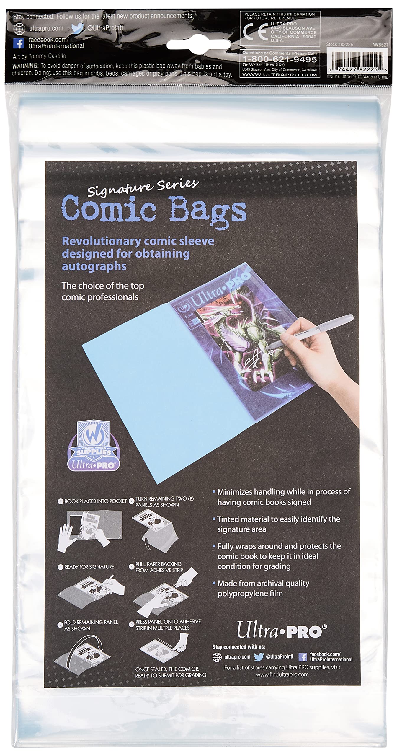 Close-up of resealable flap on Ultra Pro bags for secure closure