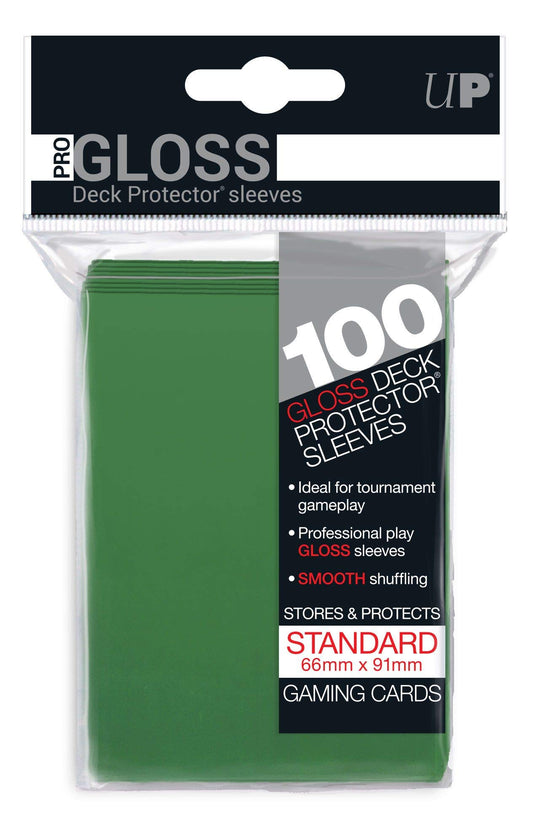 Ultra Pro forest green deck protectors for standard-sized cards; protection and smooth shuffles.