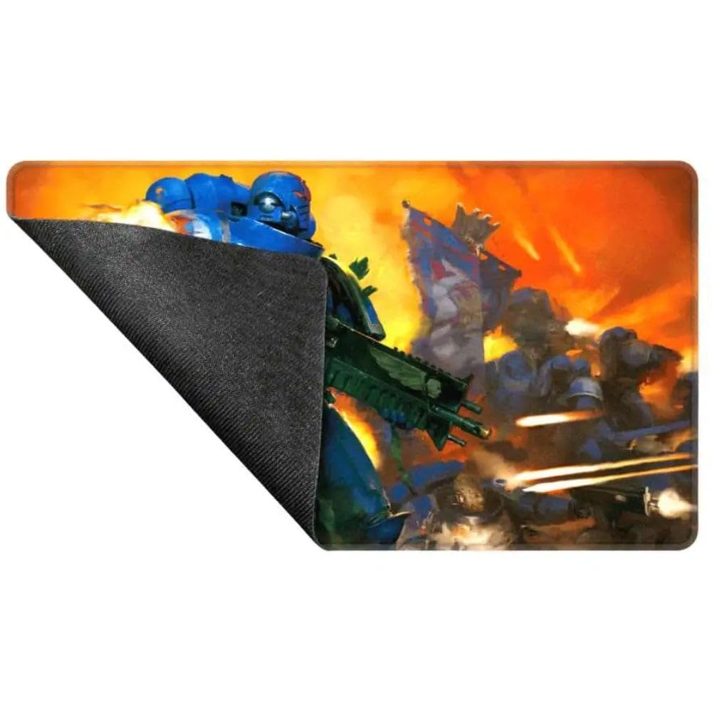 Ultra PRO Space Marines playmat features vibrant cover art and non-slip backing for precise, steady moves.