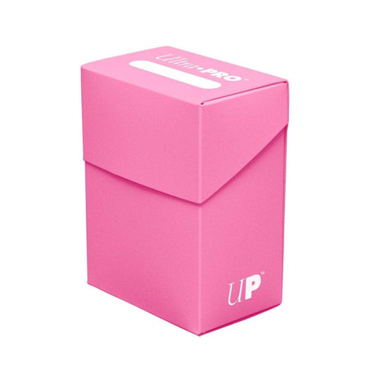Ultra PRO deck box bright pink closed with flip-top lid for quick access.