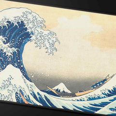 Ultra Pro Great Wave playmat back view showcasing non-slip rubber backing for stable use.