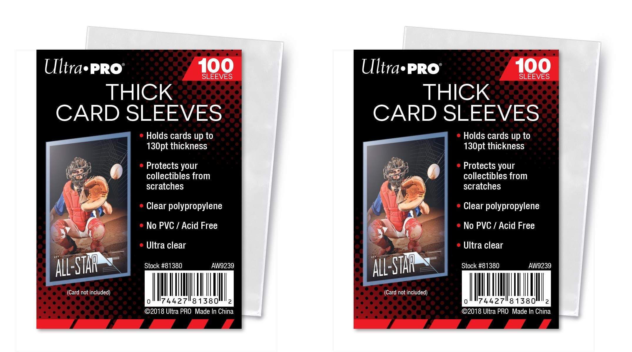 Ultra Pro Thick Card Sleeves by Topps protect 130pt thick cards and memorabilia.
