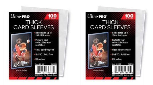 Ultra Pro Thick Card Sleeves by Topps protect 130pt thick cards and memorabilia.