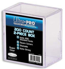 Ultra Pro two-piece 200-count clear card storage box keeps cards organized and protected.