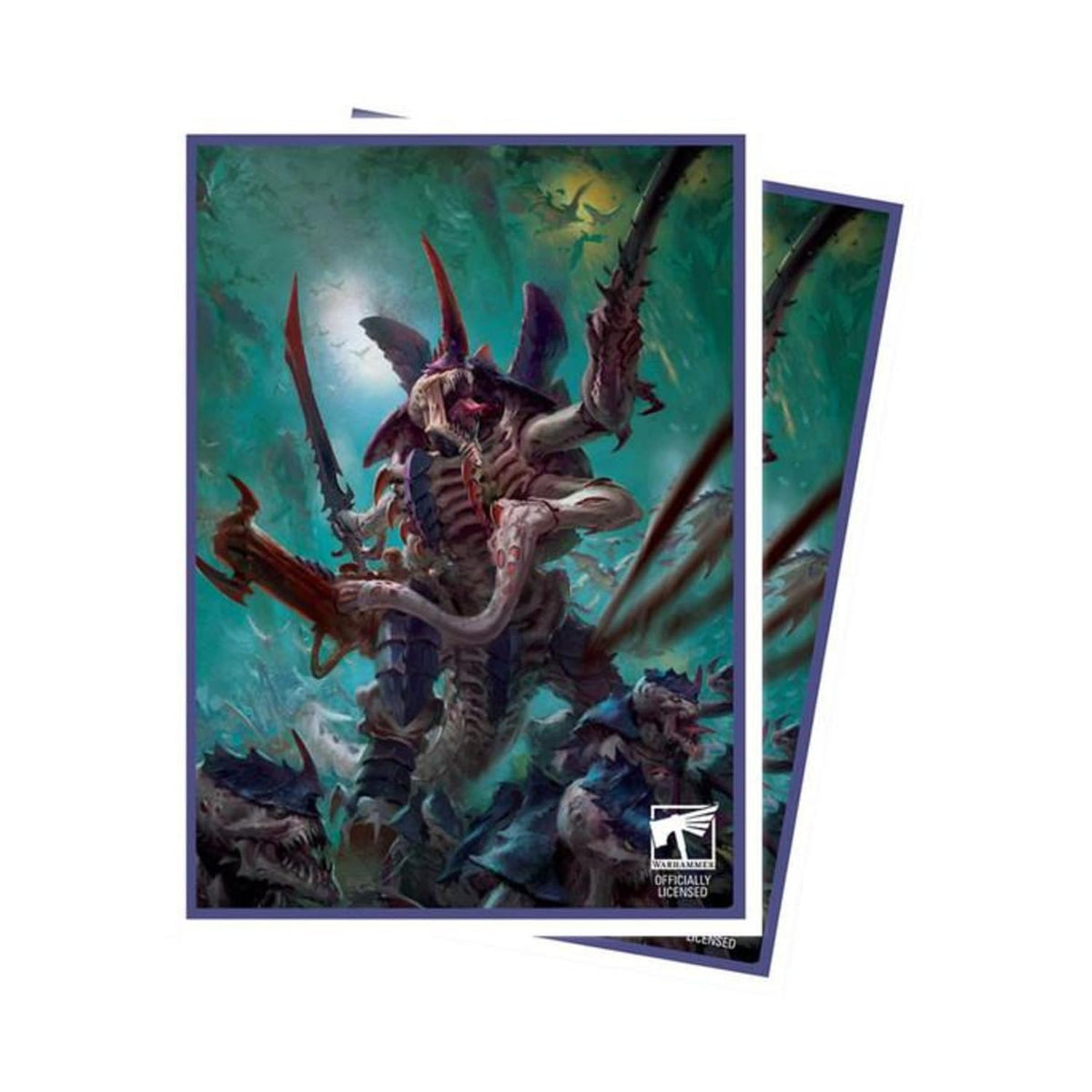 Ultra Pro Tyranids Apex sleeves with cover art protect cards while showcasing foil shine
