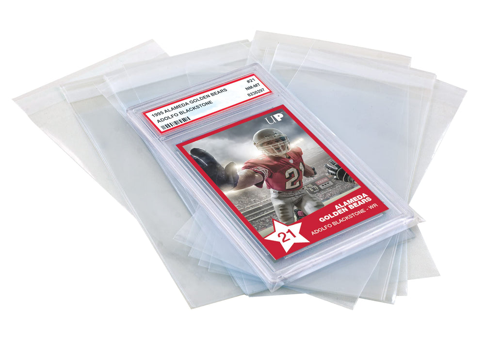 Ultra PRO versatile-fit sleeves work with PSA slabs, screwdowns, snaps, and ONE-TOUCH.