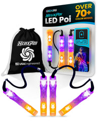 UltraPoi HelixPoi LED GlowStick Handles front view showing brightness for night spins