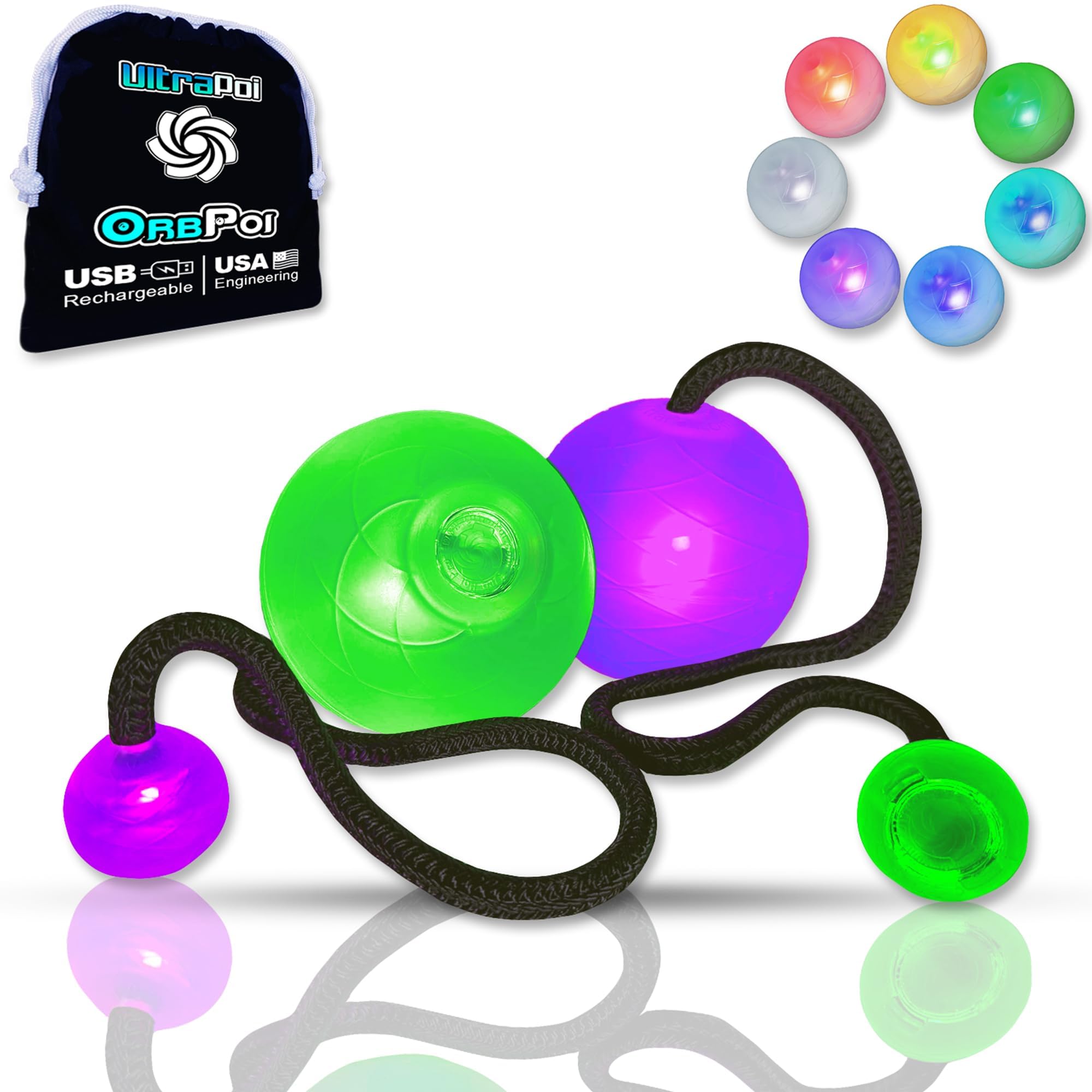 UltraPoi OrbPoi LED poi ball head for smooth contact and safe outdoor practice.