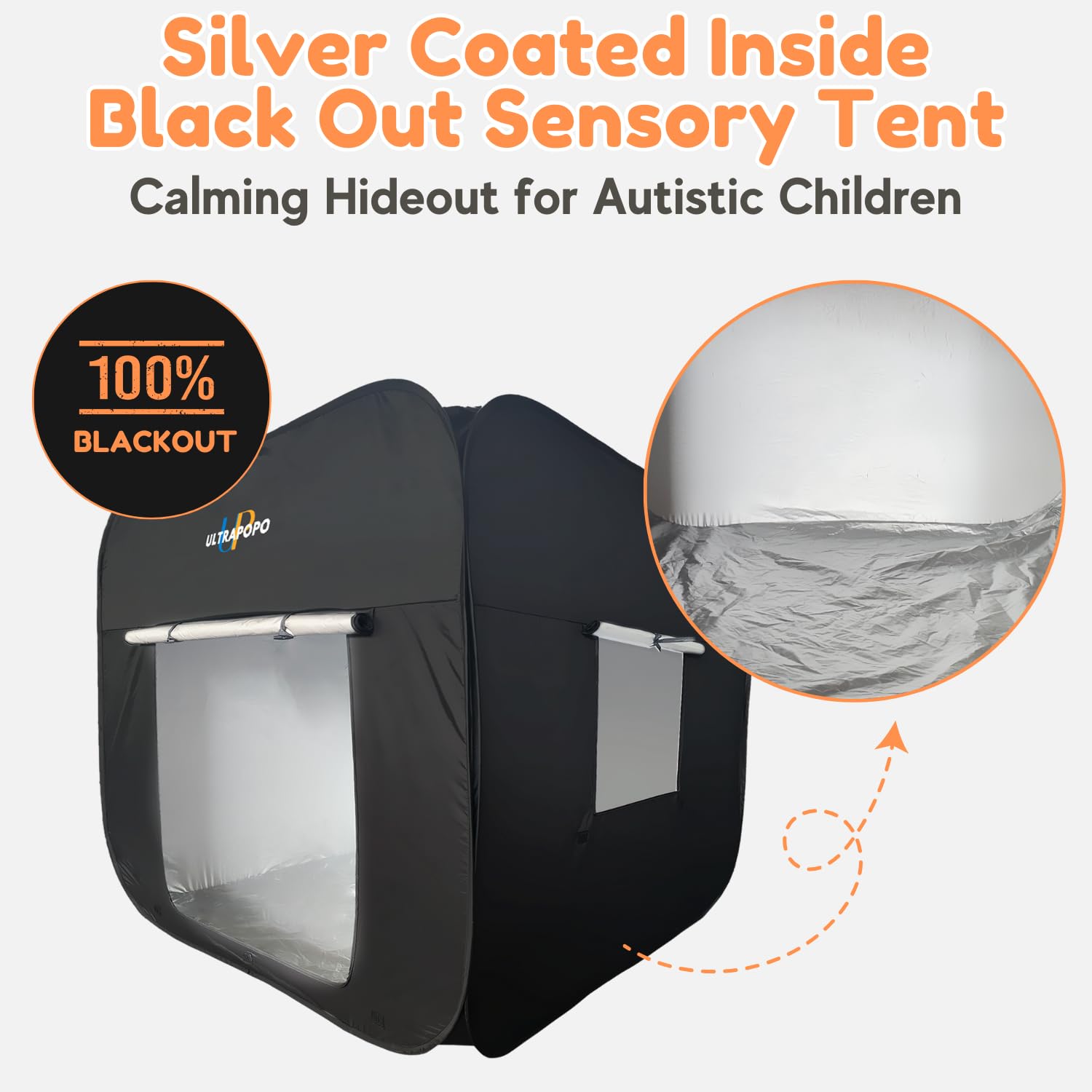 Ultrapopp blackout interior blocks light for focused downtime.