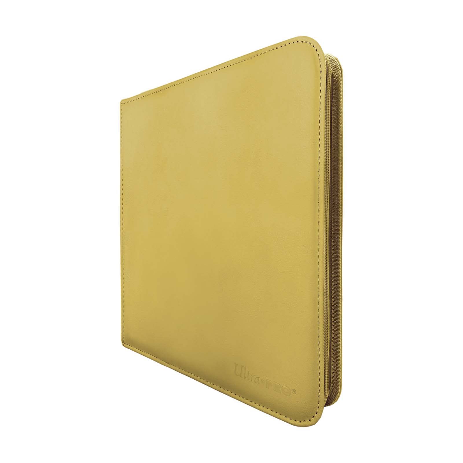 Ultra Pro UP 12-Pocket Zippered PRO Binder Yellow open view shows secure, easy paper access.