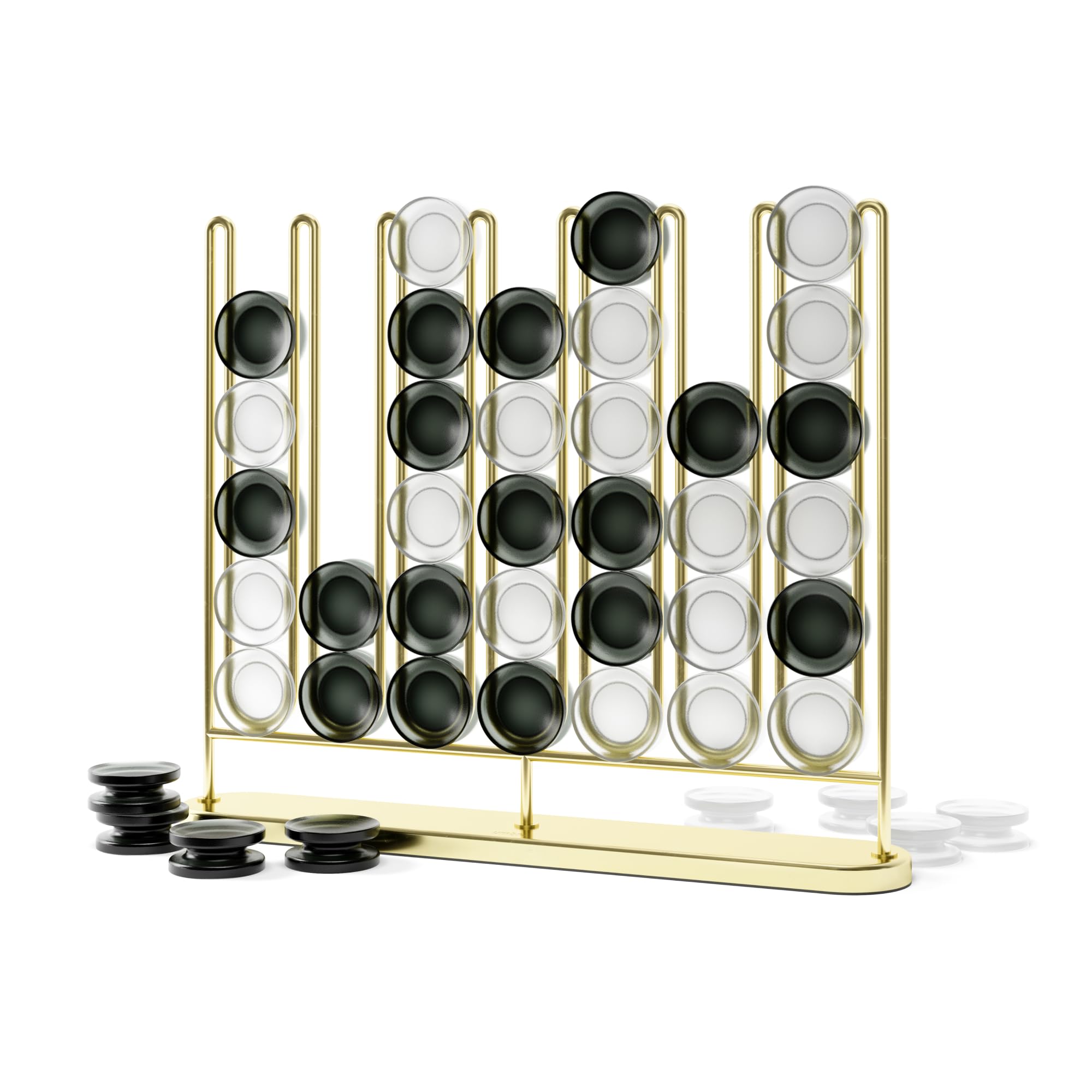 Umbra STAX four-in-a-row with brass finish adds modern decor and family play.