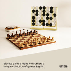 Umbra STAX brass finish elevates any table with a playful, grown-up touch.
