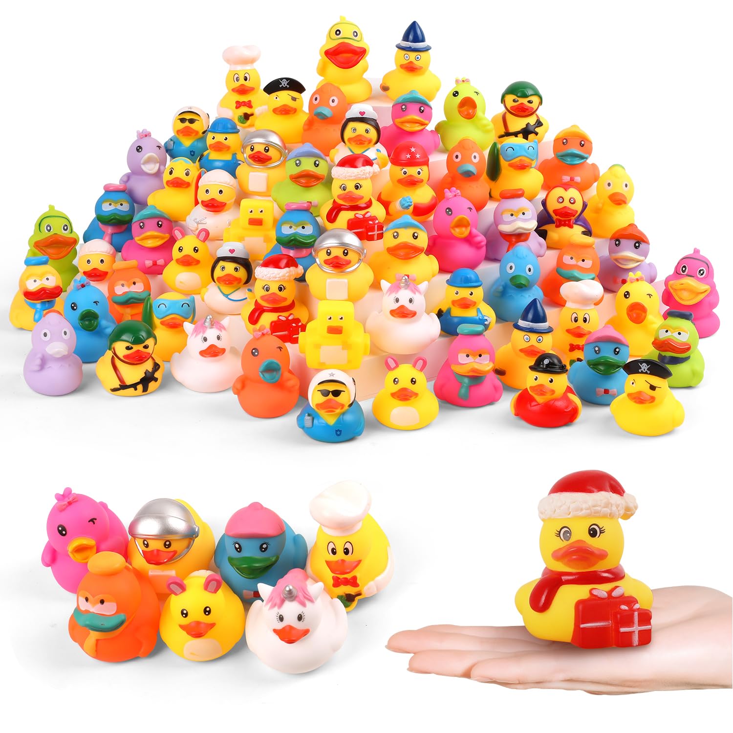 Umbresen rubber duck bulk assortment with jeep ducks for play.