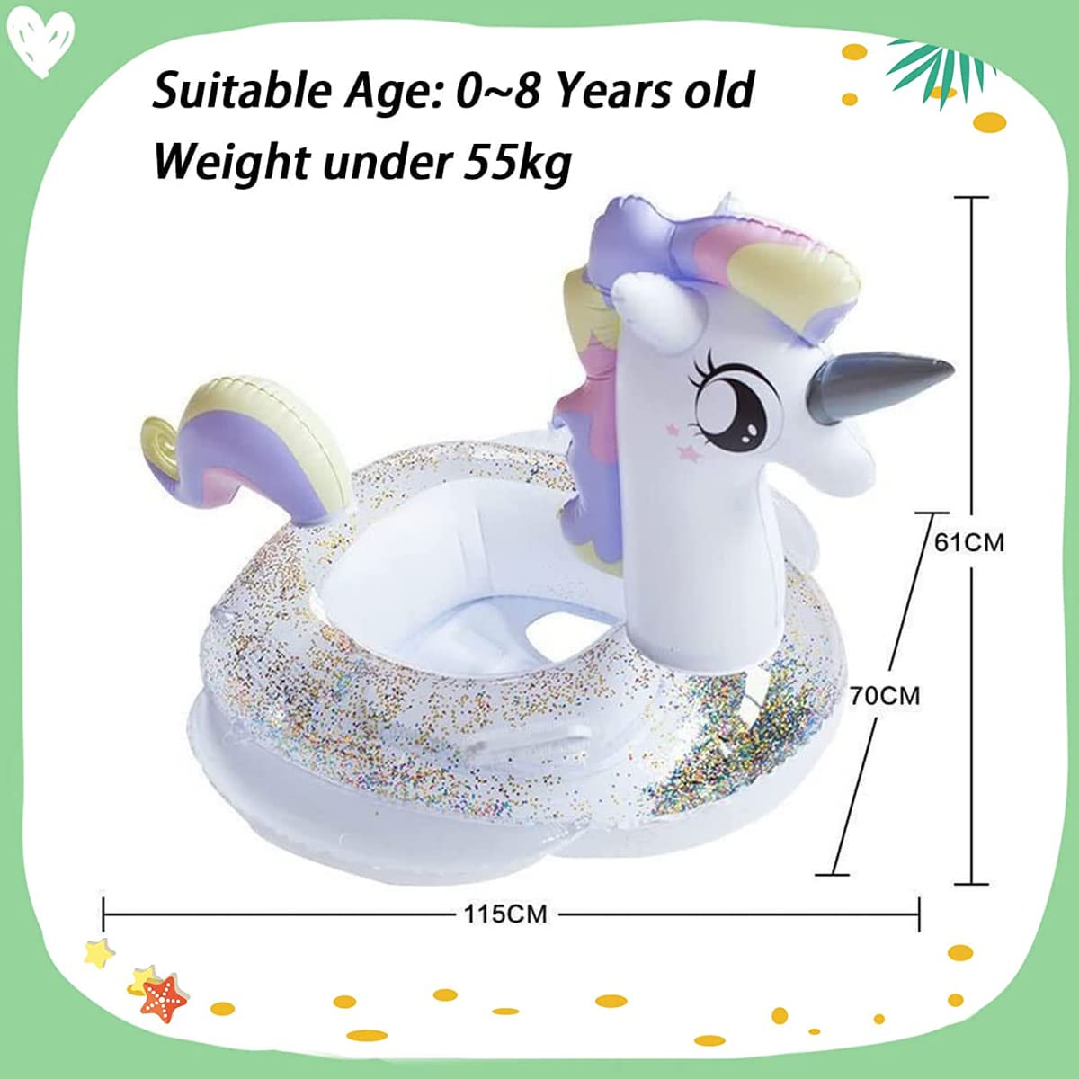 Umbresen toddler pool float, 56 cm, perfect for supervised kicks and practice swimming.