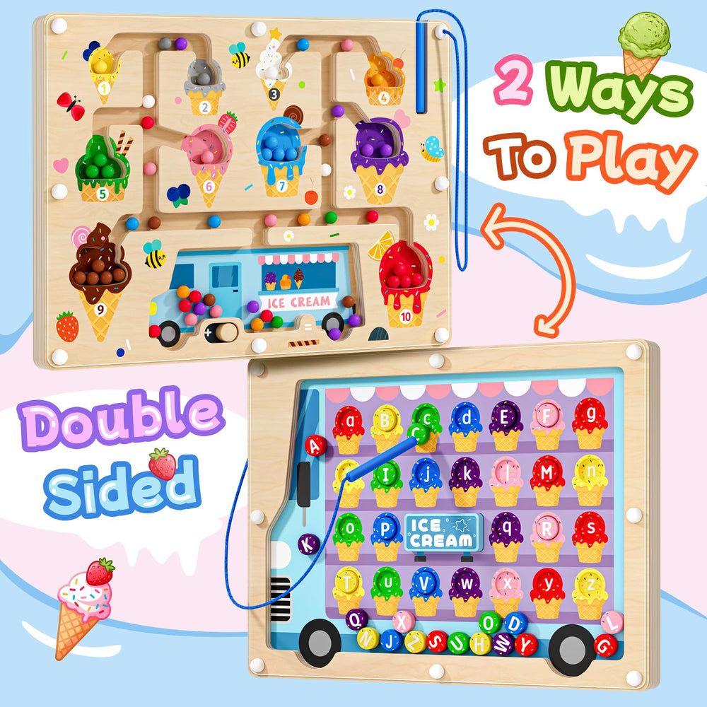 UMEREACT magnetic alphabet maze board supports early literacy and fine motor skills
