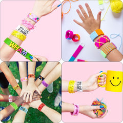 Umikk white PVC slap bracelets laid out for DIY projects and crafts.