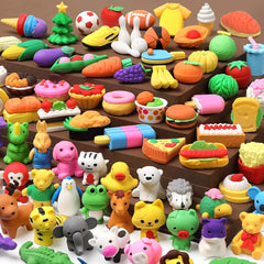 UMIKU 100-pack 3D animal erasers for classroom prizes and fun rewards.