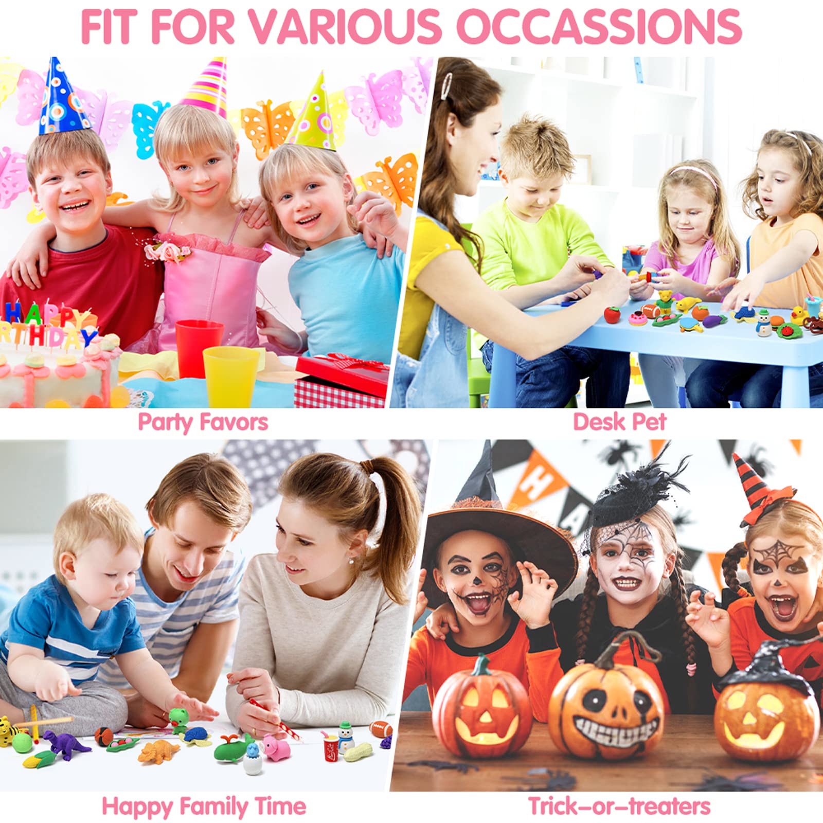 UMIKU desserts fruits vegetables erasers set offers cute designs for creative rewards.