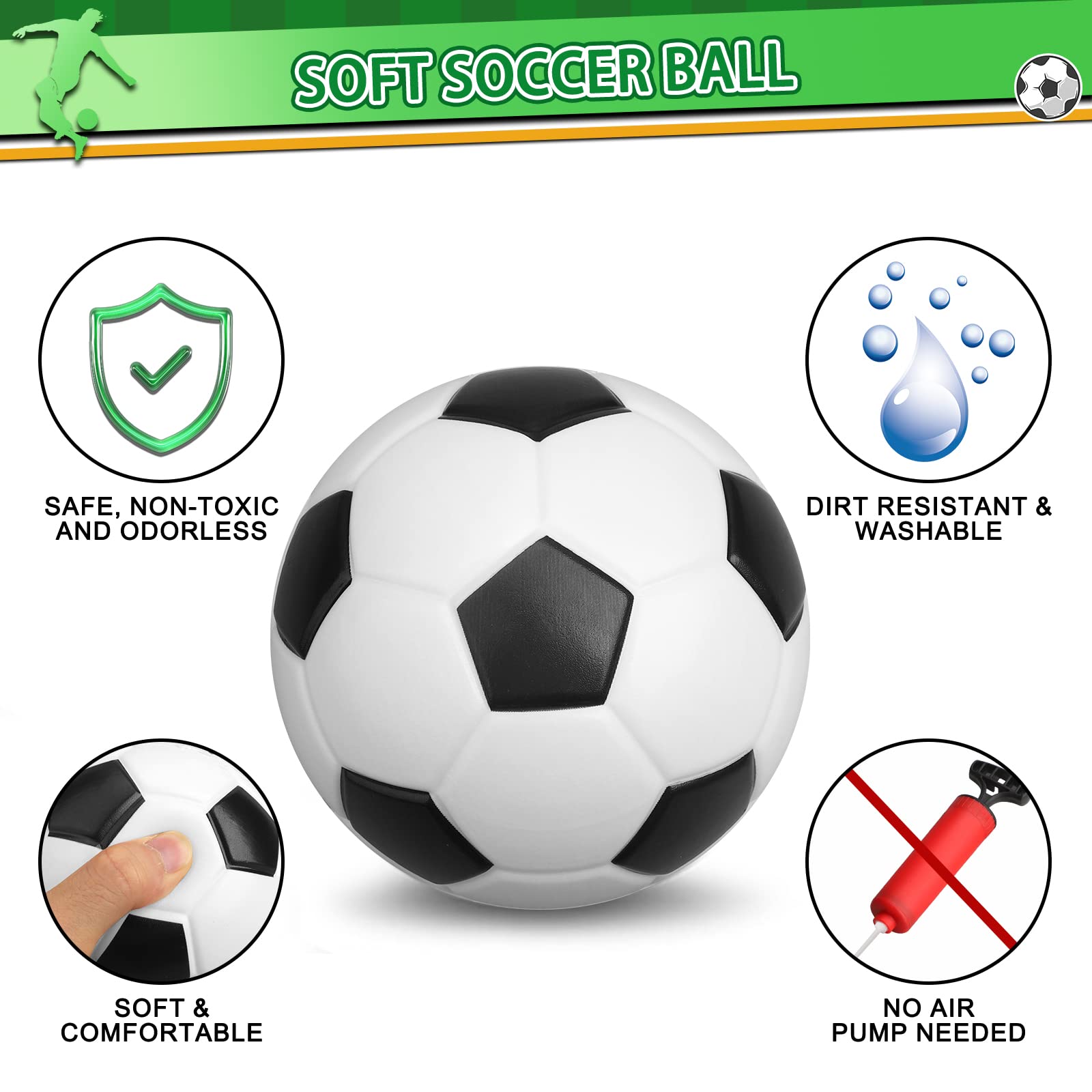 Umnodobn 3-pack foam mini soccer balls, ideal for group indoor games.