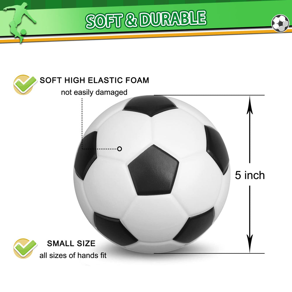 Umnodobn soft-squishy foam mini soccer ball closeup showing lightweight construction.