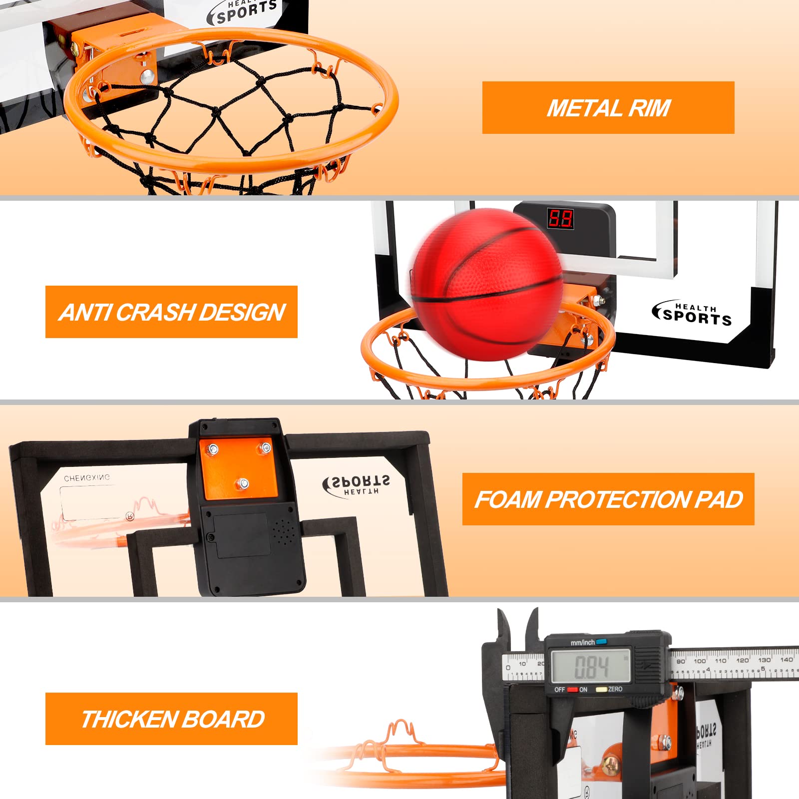 Umnodobn Pro Indoor Mini Basketball Hoop with a 9-inch dunk rim for realistic shots.