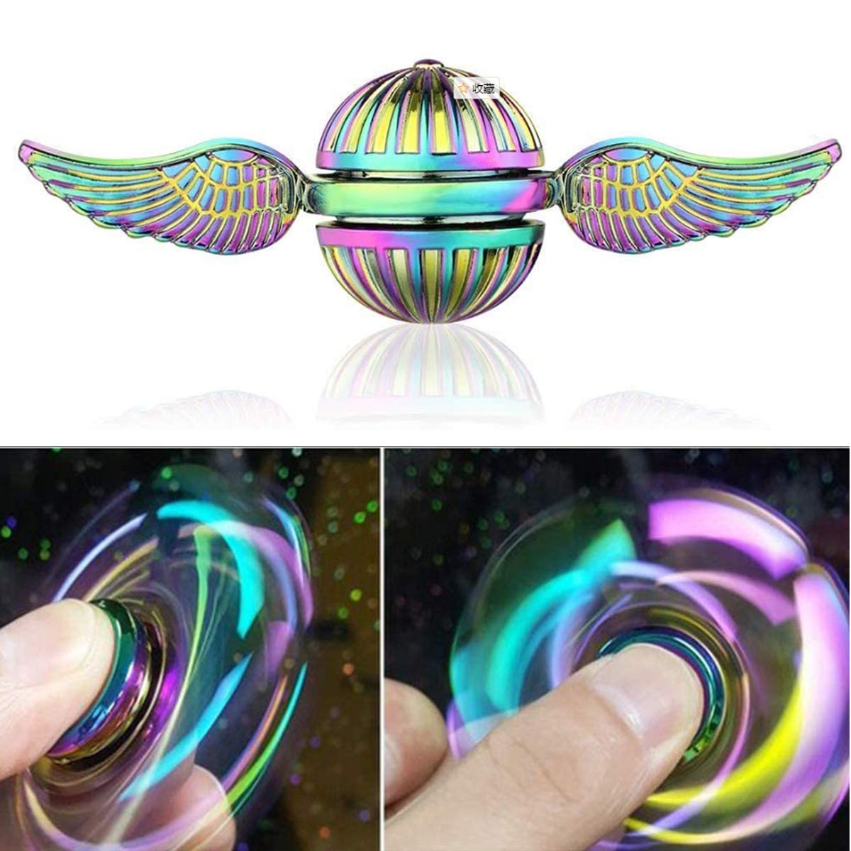 Umnodobn Rainbow Orb Spinner close-up on smooth bearings for quiet spins