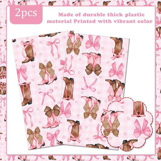 umoni Coquette Cowgirl Tablecloth on light pink background for baby showers