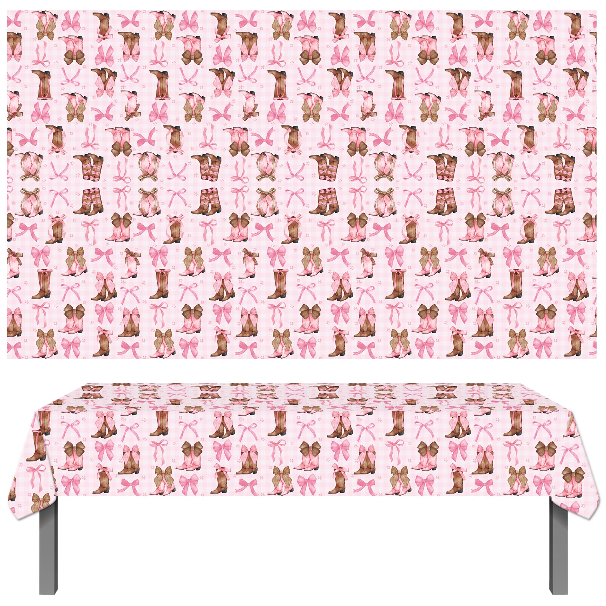 umoni Coquette Cowgirl Tablecloth spread across multiple tables to create cohesive western theme